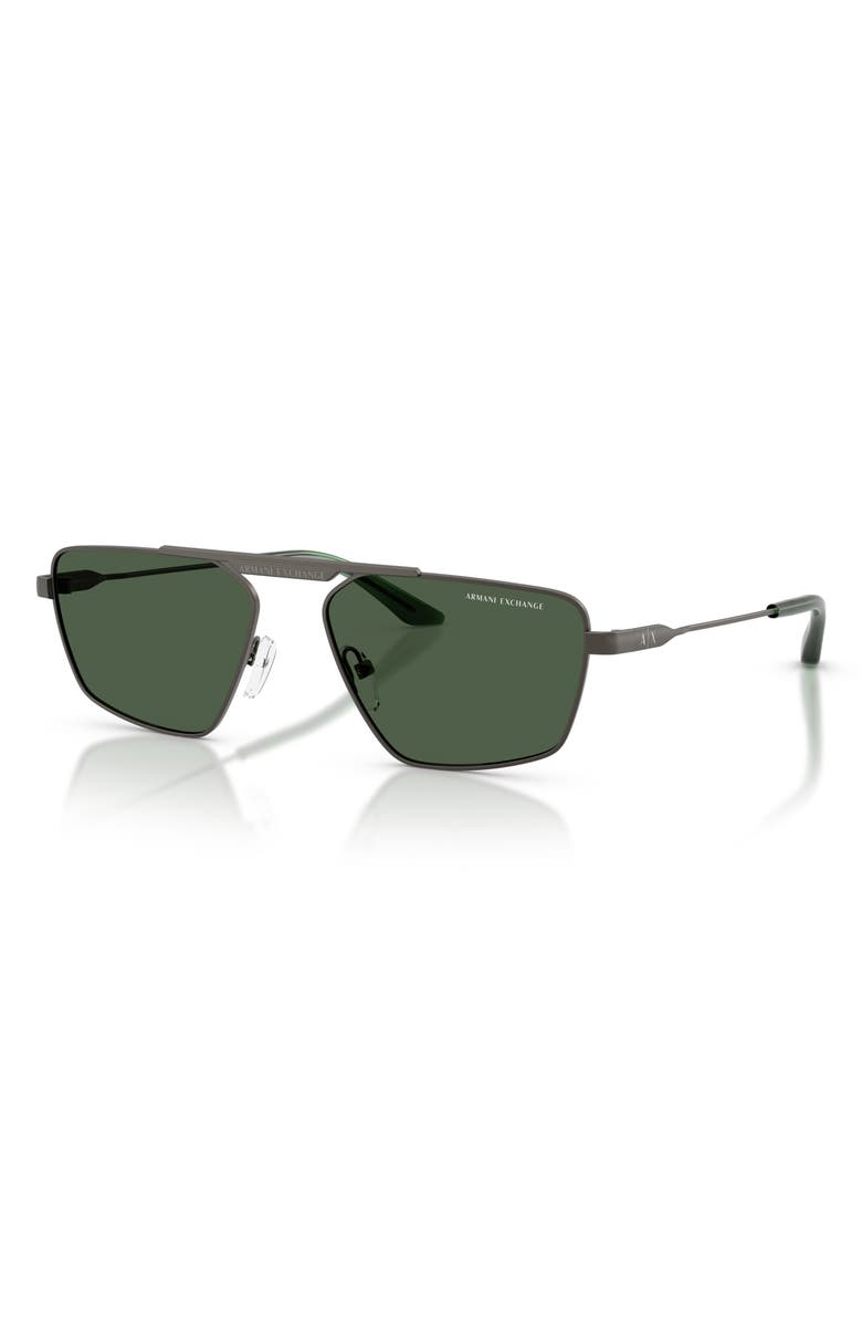 Armani Exchange 56mm Aviator Sunglasses, Alternate, color, Matte Grey / Dark Green