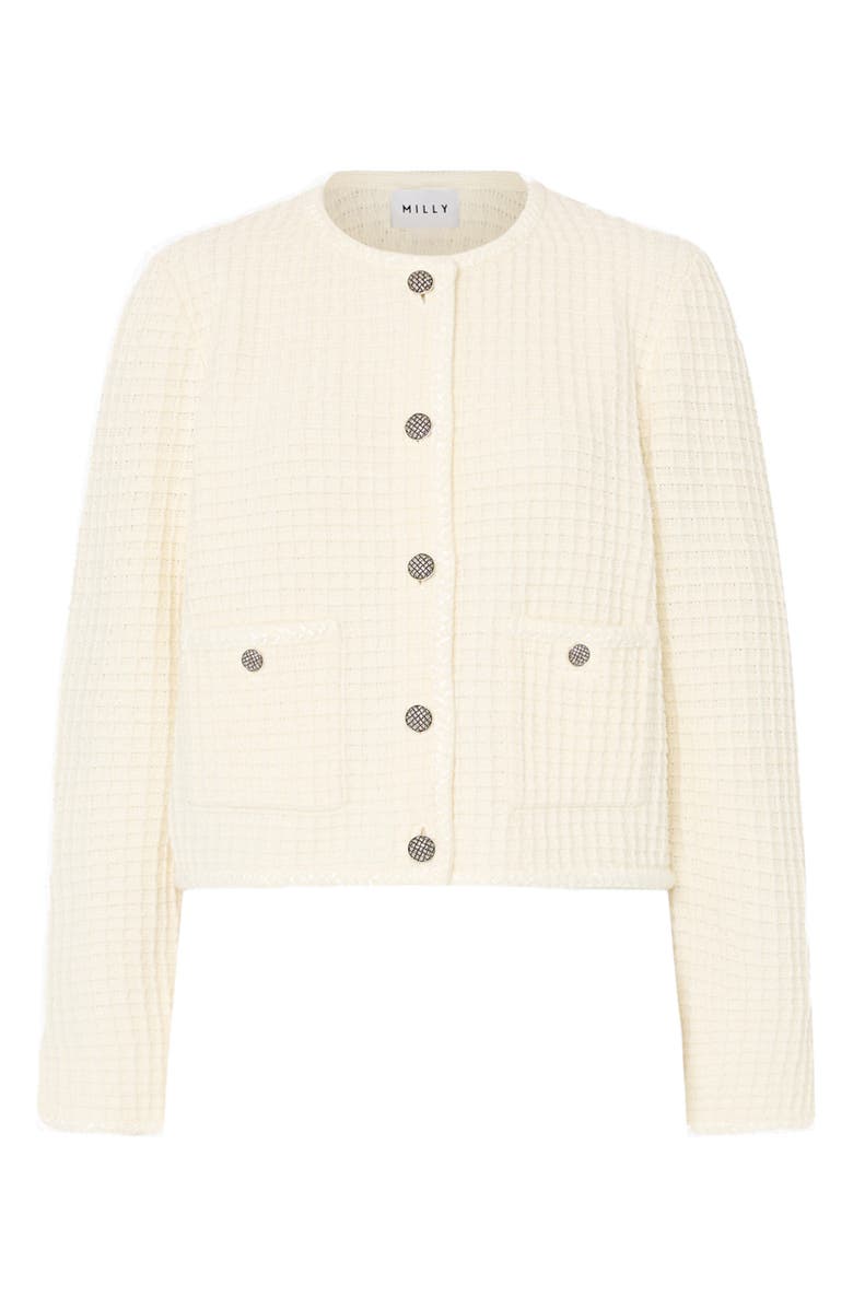 Milly Sade Textured Cardigan, Alternate, color, Ivory