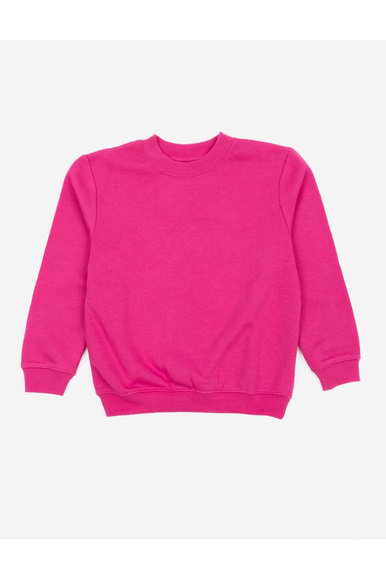 Kids Pullover Sweatshirt, Long Sleeve, Solid Colors, Main, color, Hot Pink