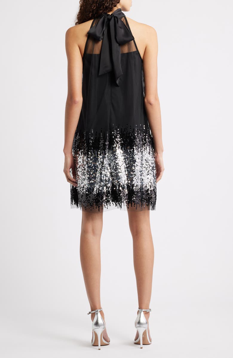 CeCe Ombré Sequin Mesh Sleeveless Dress, Alternate, color, Black/ Silver