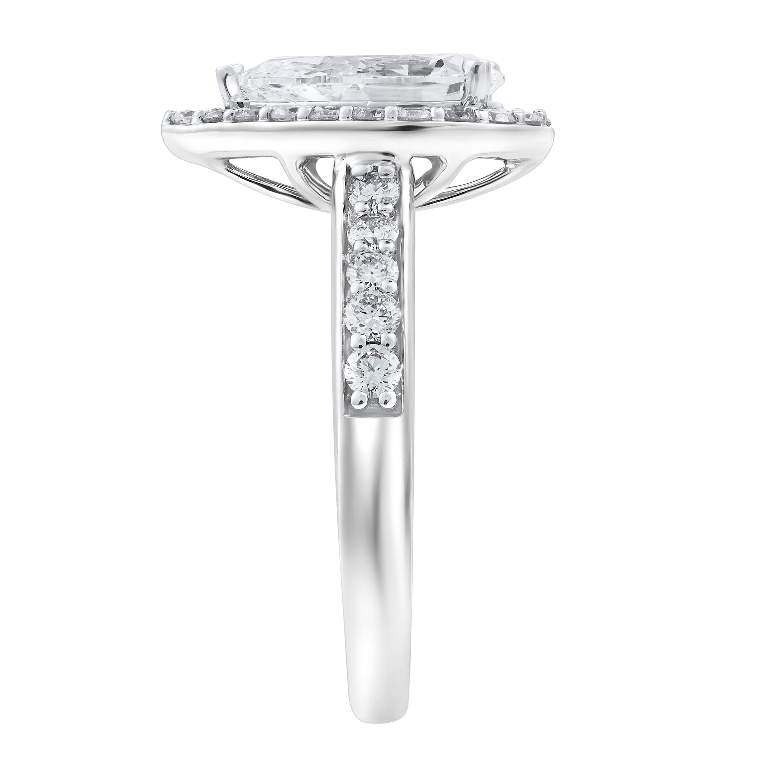 LuvMyJewelry Amani 14K White Gold Pear Lab Grown Diamond Halo ...
