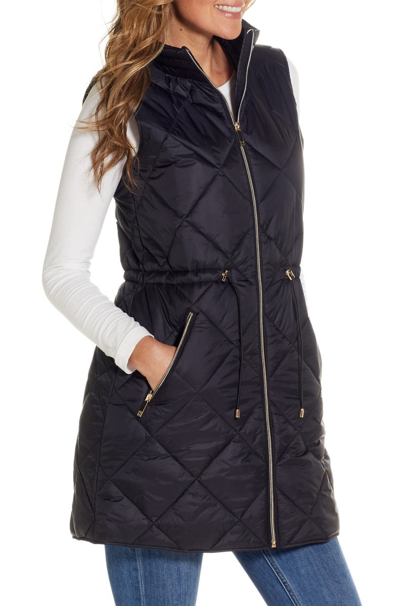 Gallery Diamond Quilted Puffer Vest, Alternate, color, Black