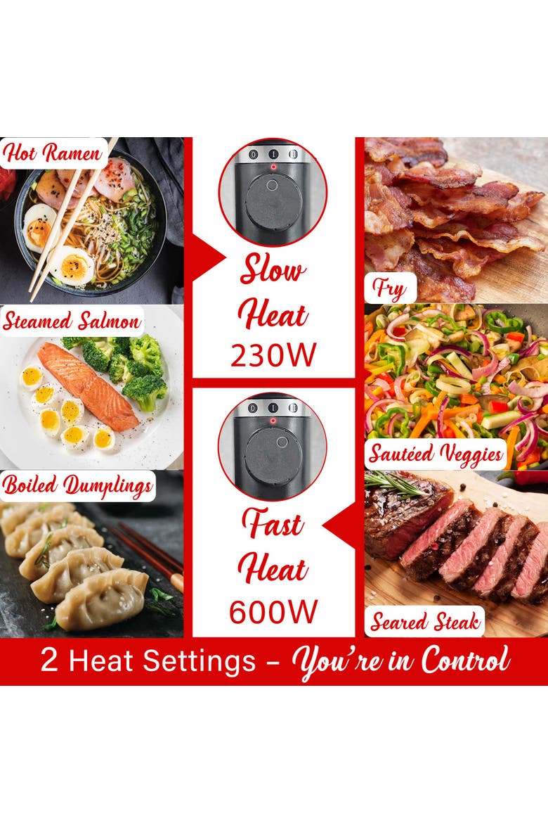 Multi-Function Electric Hot Pot Cooker with Ceramic Non-Stick Ceramic Coating and Stainless-Steel Food Steamer, Alternate, color, Black