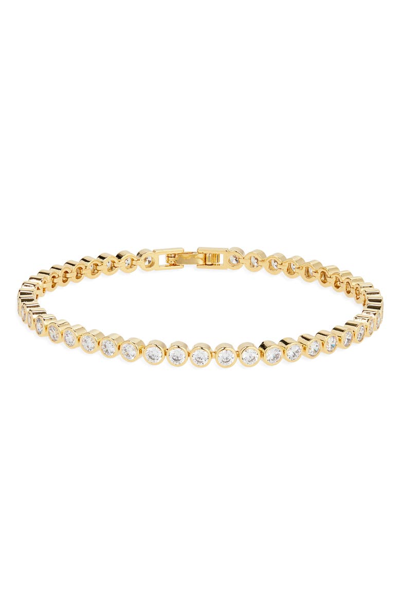 Nordstrom Cubic Zirconia Bezel Tennis Bracelet, Main, color, Clear- Gold