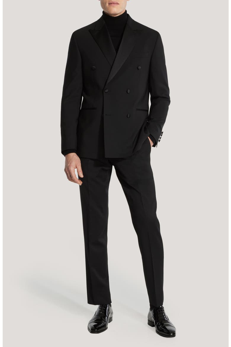 Eden Double Breasted Black Wool Tuxedo, Main, color, BLACK