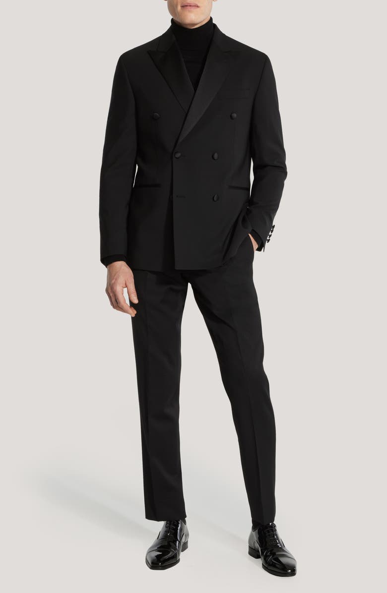 Jack Victor Eden Double Breasted Black Wool Tuxedo, Main, color, Black