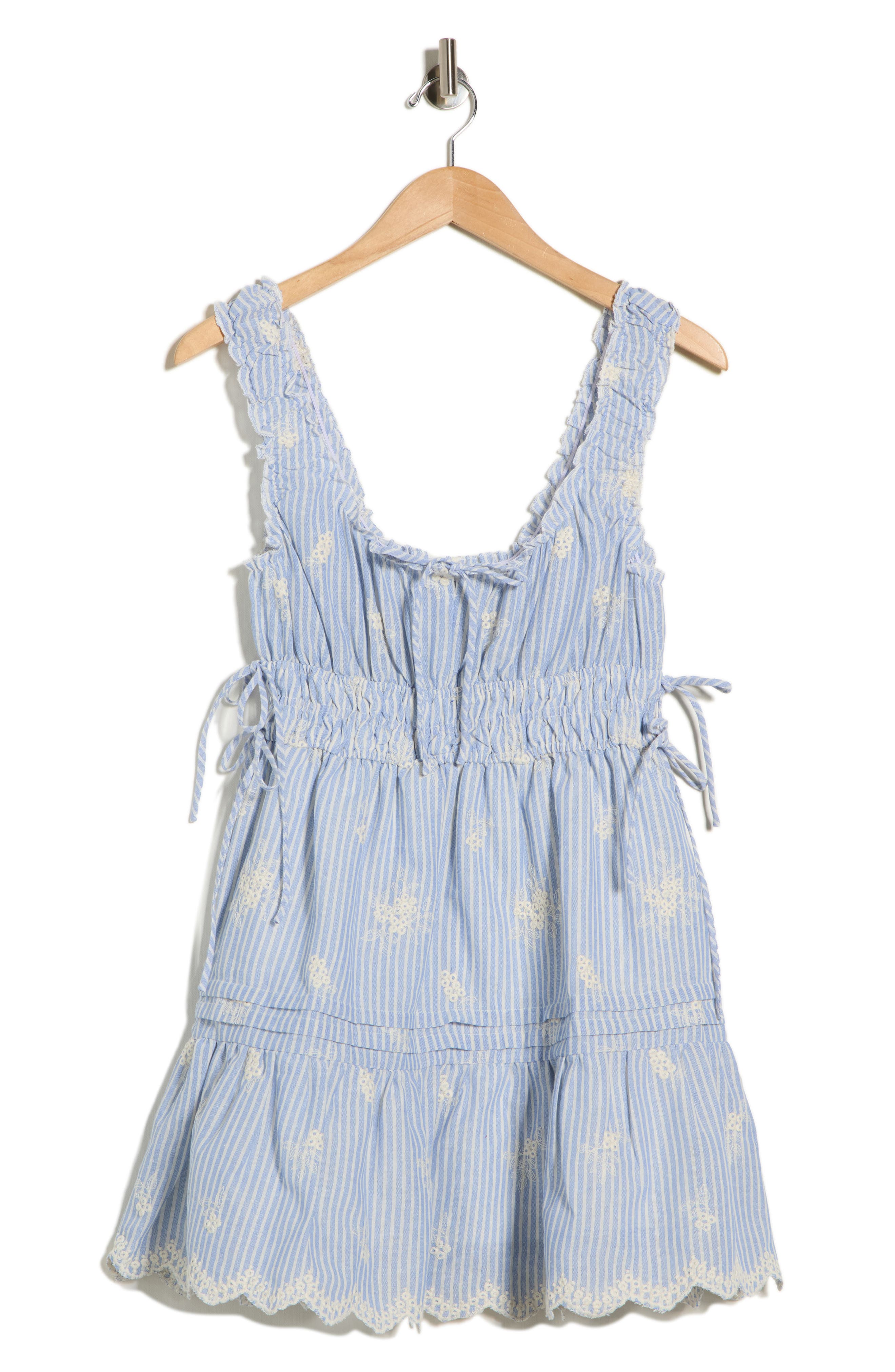 Lush Embroidered Stripe Fit & Flare Minidress