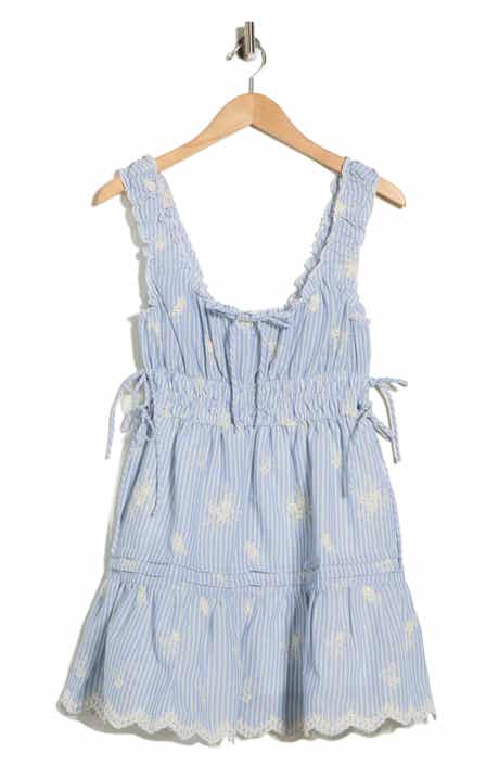 Lush Embroidered Stripe Fit & Flare Minidress