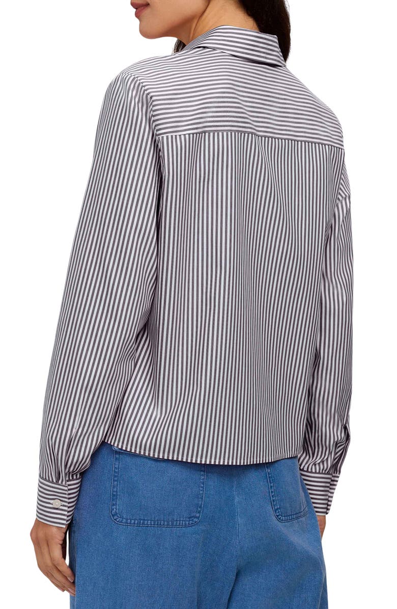 Foxcroft Jodie Stripe Cotton Button-Up Shirt, Alternate, color, Black/ White