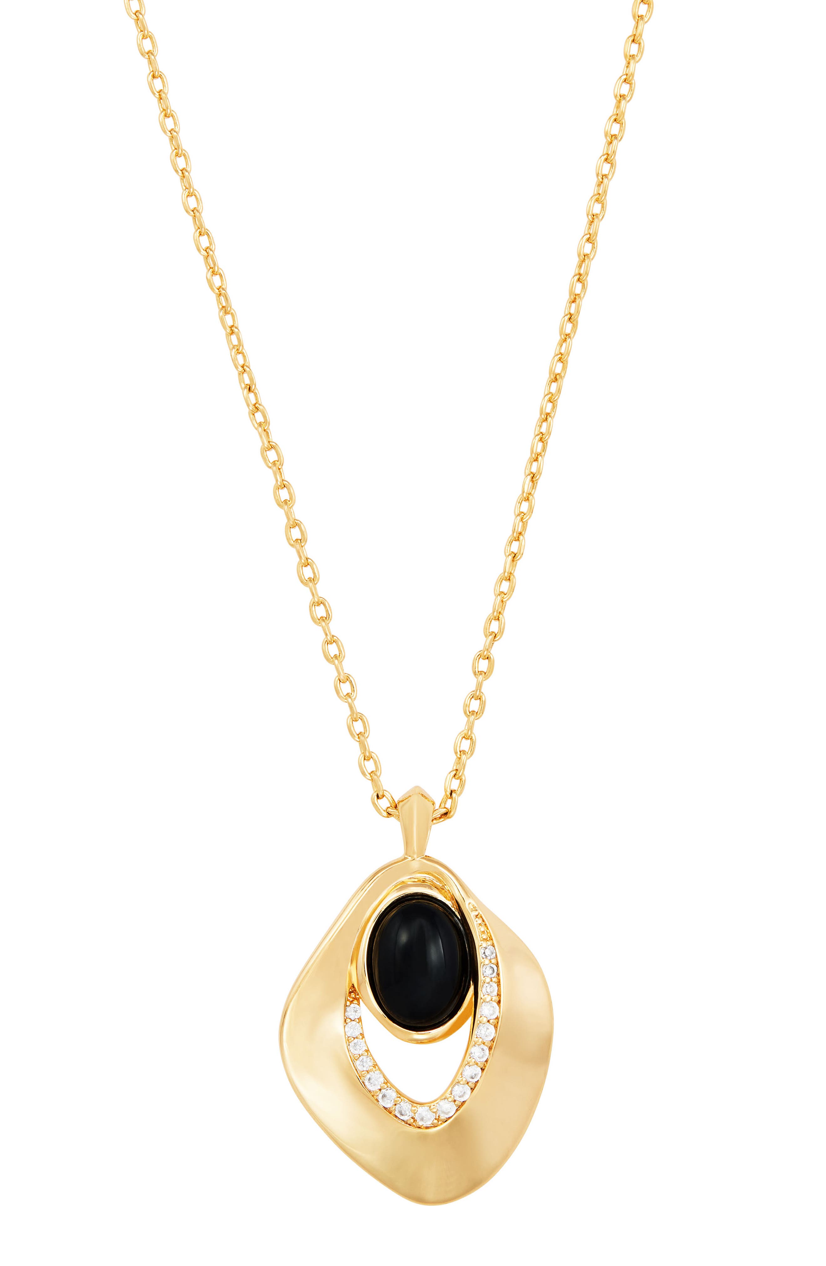 Black Agate Geometric Pendant Necklace