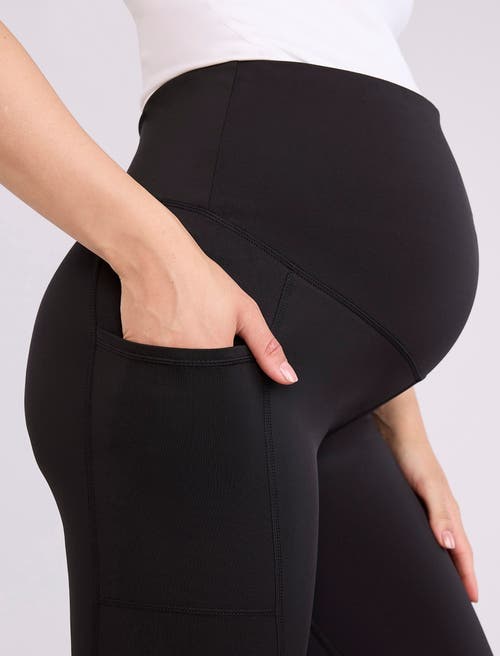 Motherhood Maternity Over The Belly Side Pocket Active Maternity Leggings In Black
