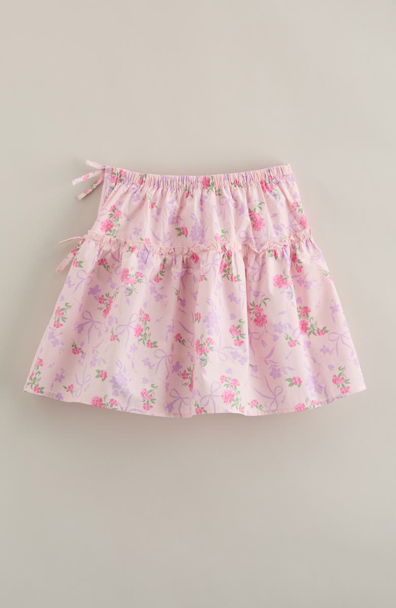 Nordstrom Kids' Floral Faux Wrap Cotton Skirt, Alternate, color, Pink Balm Bow Floral