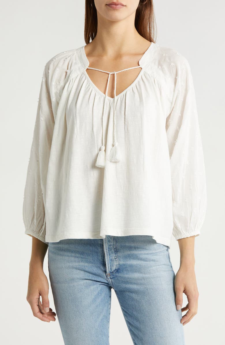 Lucky Brand Long Sleeve Cotton Peasant Top, Main, color, 