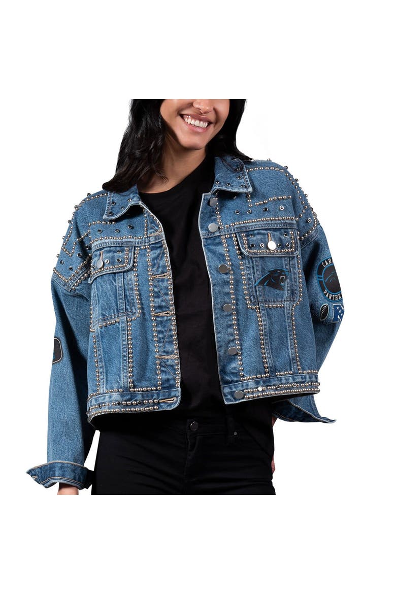 Women's G-III 4Her by Carl Banks Carolina Panthers First Finish Medium Denim Full-Button Jacket, Alternate, color, Blue