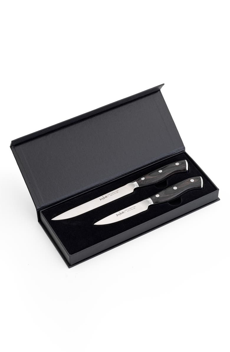JoyJolt Stainless Steel Utility Knife & Paring Knife 2-Piece Set, Alternate, color, Silver/ Black