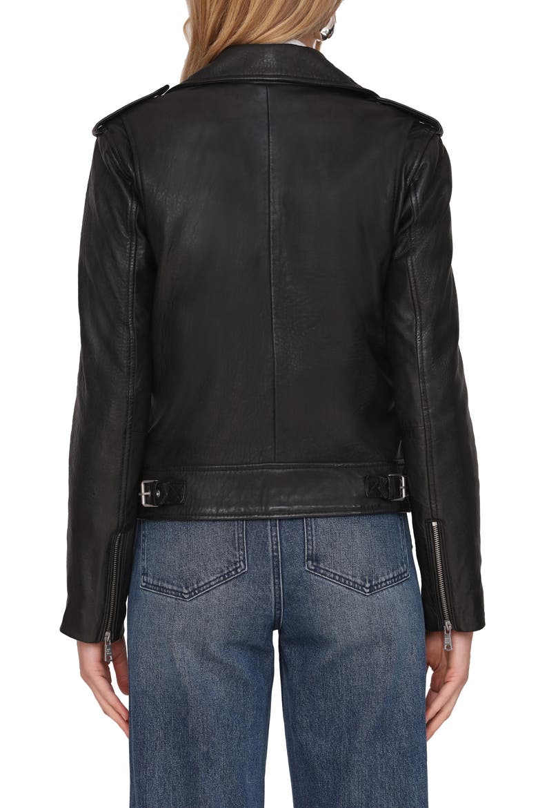 Leather Moto Jacket, Alternate, color, BLACK