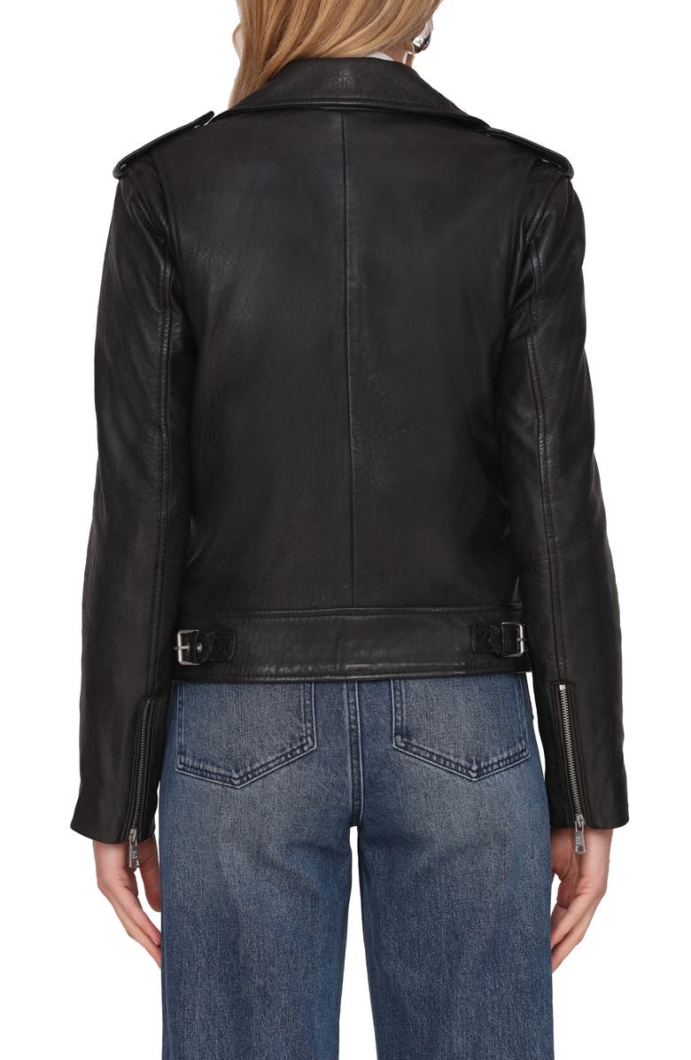 Avec Les Filles Leather Moto Jacket, Alternate, color, Black