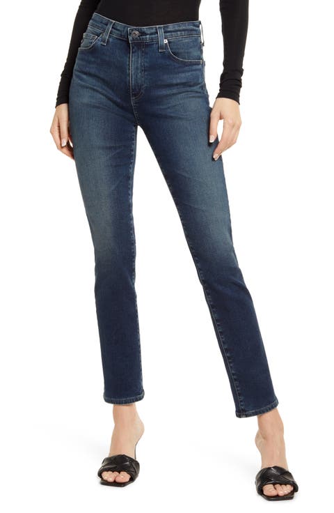 Mari Mid Rise Slim Straight Leg Jeans