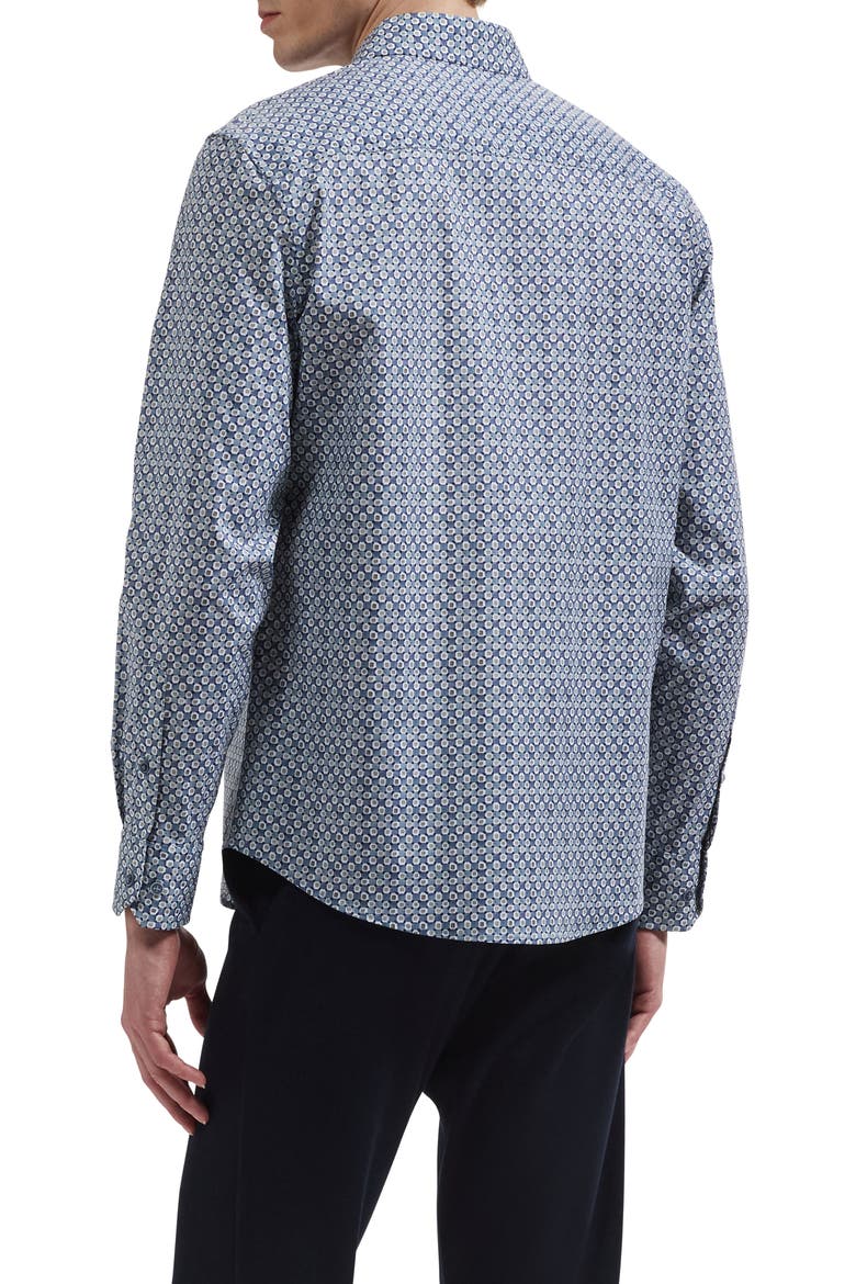 Julian Geometric Cotton Blend Shirt, Alternate, color, SLATE