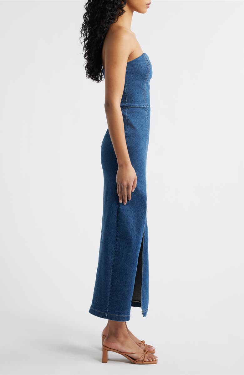 FREEMARKET Strapless Denim Maxi Dress, Alternate, color, Denim