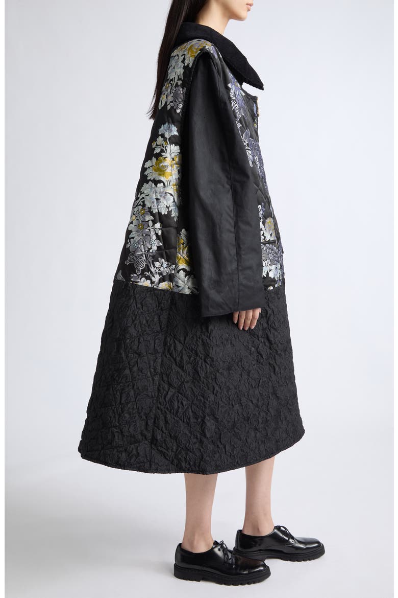 x Barbour Embroidered Jacquard Gilet Coat, Alternate, color, BLACK