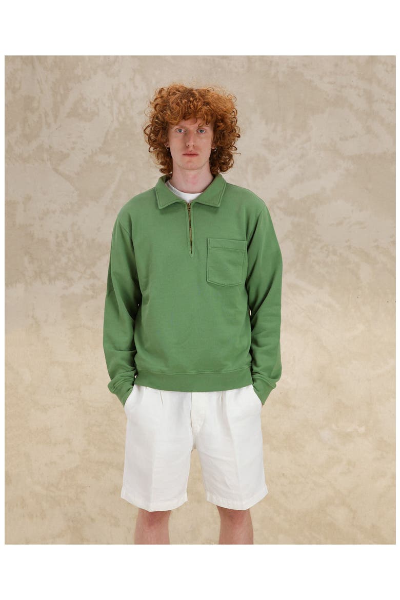 Cotton Zip-Up Sweatshirt, Alternate, color, Sage Green
