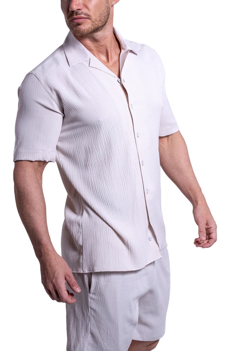 Maceoo Everyday Cream White Short Sleeve Button-Up Shirt, Alternate, color, White