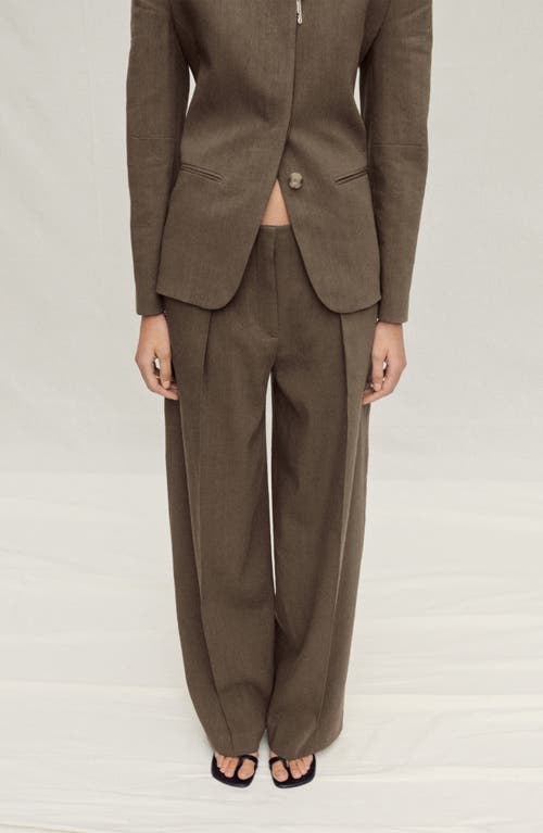 Shop Mango Straight Leg Linen Blend Pants