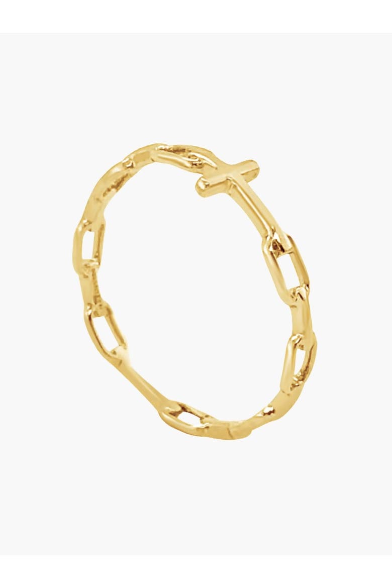 Chain Breaker Cross Ring, Alternate, color, 18k Gold Plated