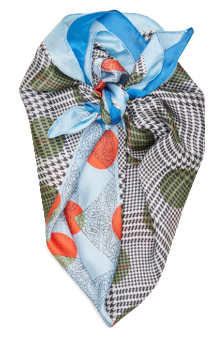 Countryside Square Scarf, Main, color, BLUE GREEN RED MULTI