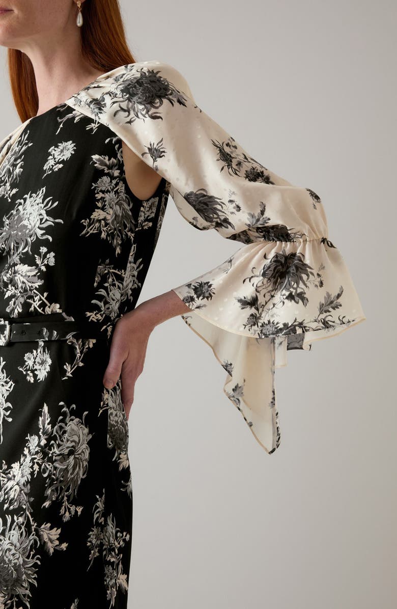 LK Bennett Mimi Floral Print Midi Dress, Alternate, color, Cream Multi