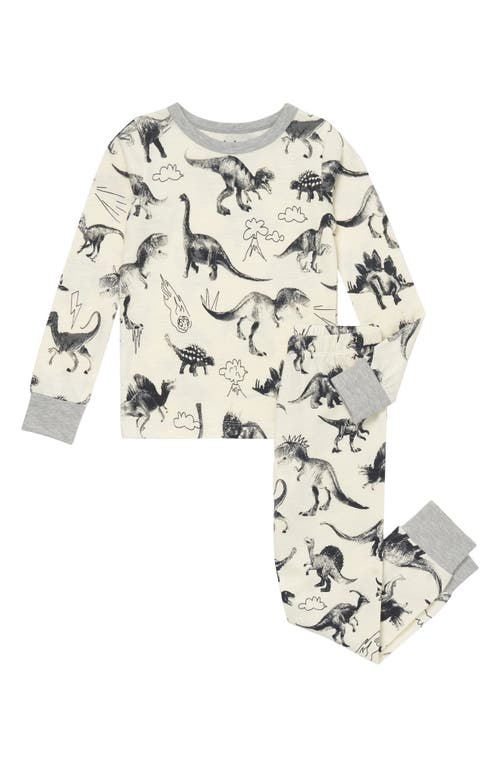 Hatley Kids' Dino Extinction Fitted Two-piece Pajamas In Natural