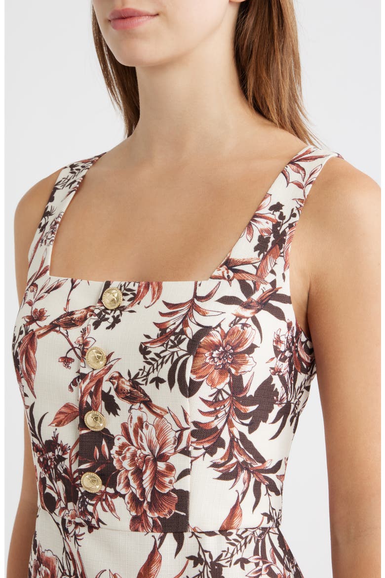 Floral Print Sheath Dress, Alternate, color, COFFEE EGGSHELL