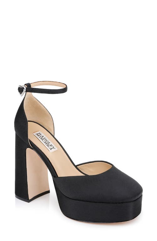 Shop Badgley Mischka Collection Jayda Ankle Strap Platform Pump In Black Crepe