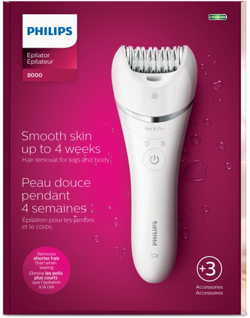 Philips Norelco Epilator Series 8000, With 3 Accessories In White