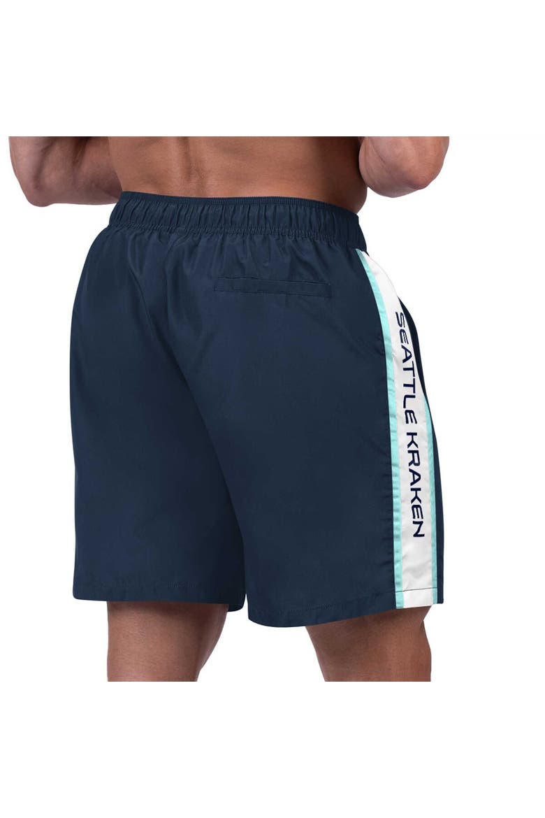 Men's G-III Sports by Carl Banks Deep Sea Blue Seattle Kraken Streamline Volley Swim Trunks, Alternate, color, Navy