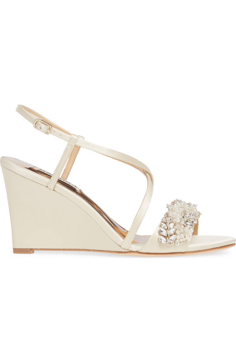 Badgley Mischka Collection Clarisa Embellished Wedge Sandal, Alternate, color,