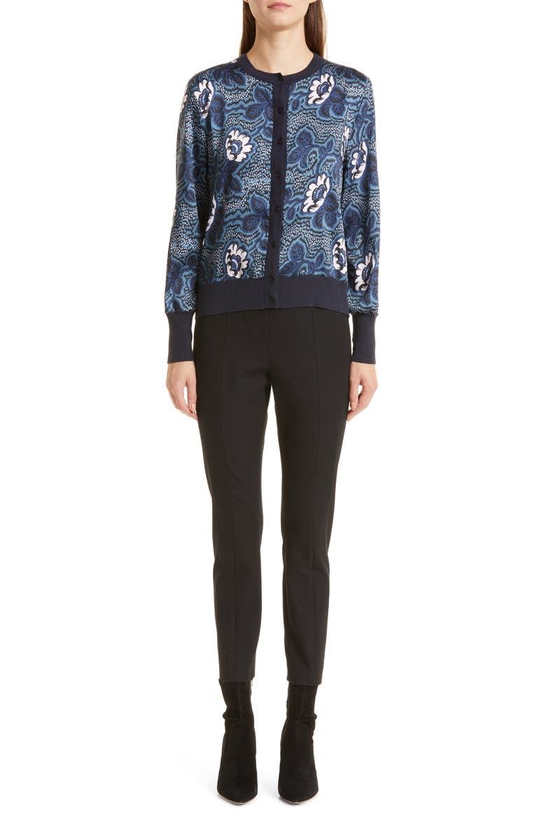 Ryviad Floral Cardigan, Alternate, color, NAVY