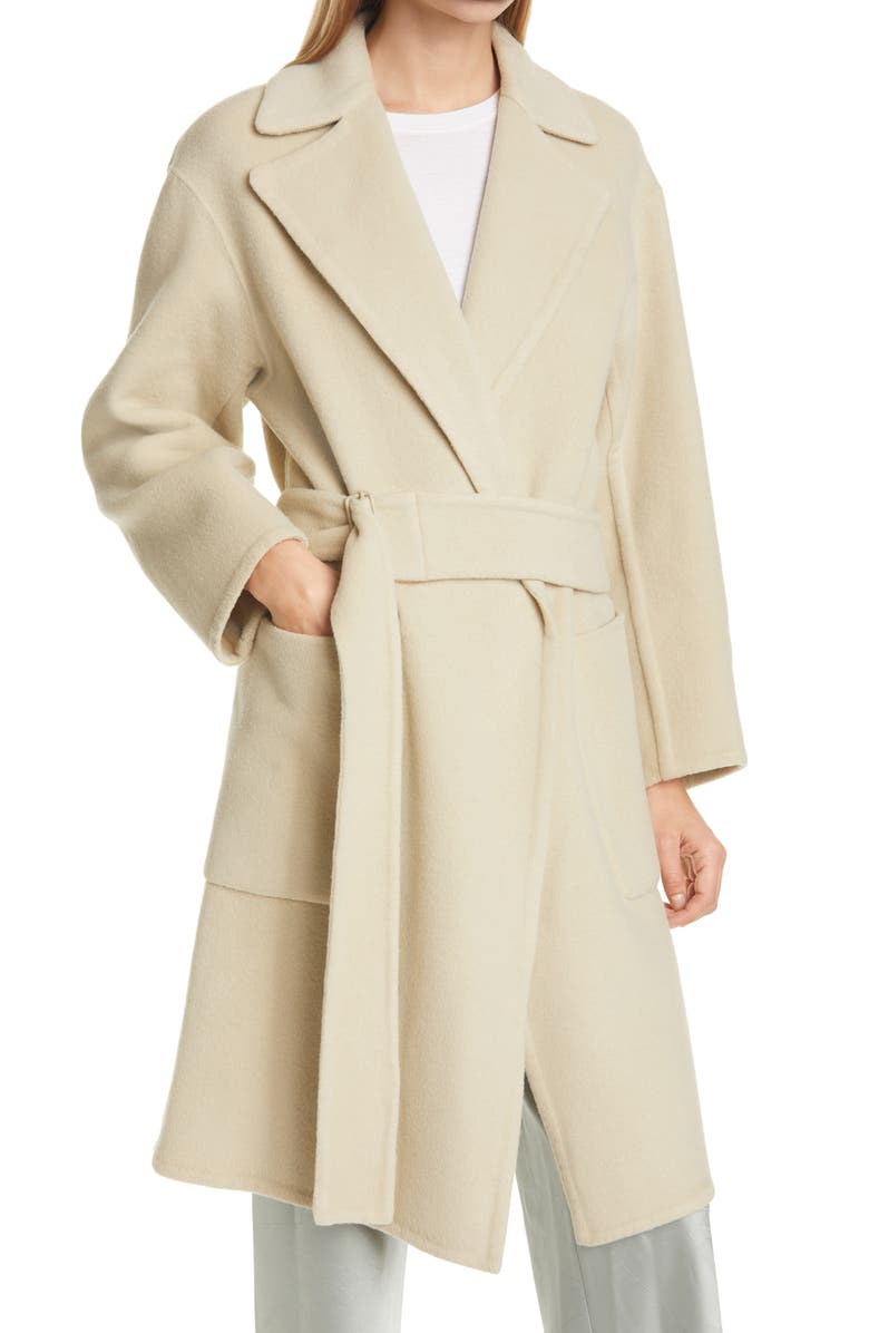 Vince Patch Pocket Belted Wool Blend Coat, Alternate, color, 