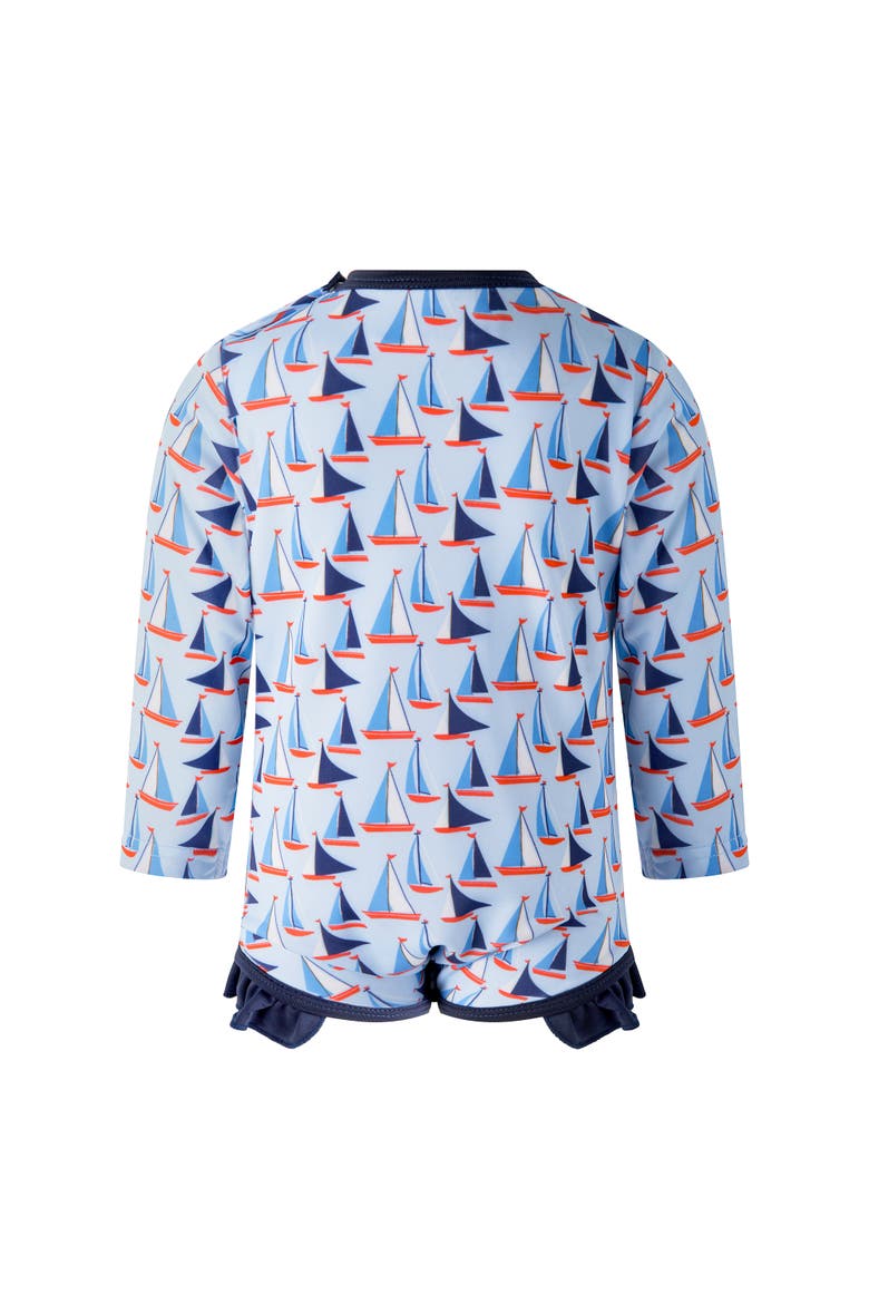 Sailboat Frill Rashguard, Alternate, color, Blue
