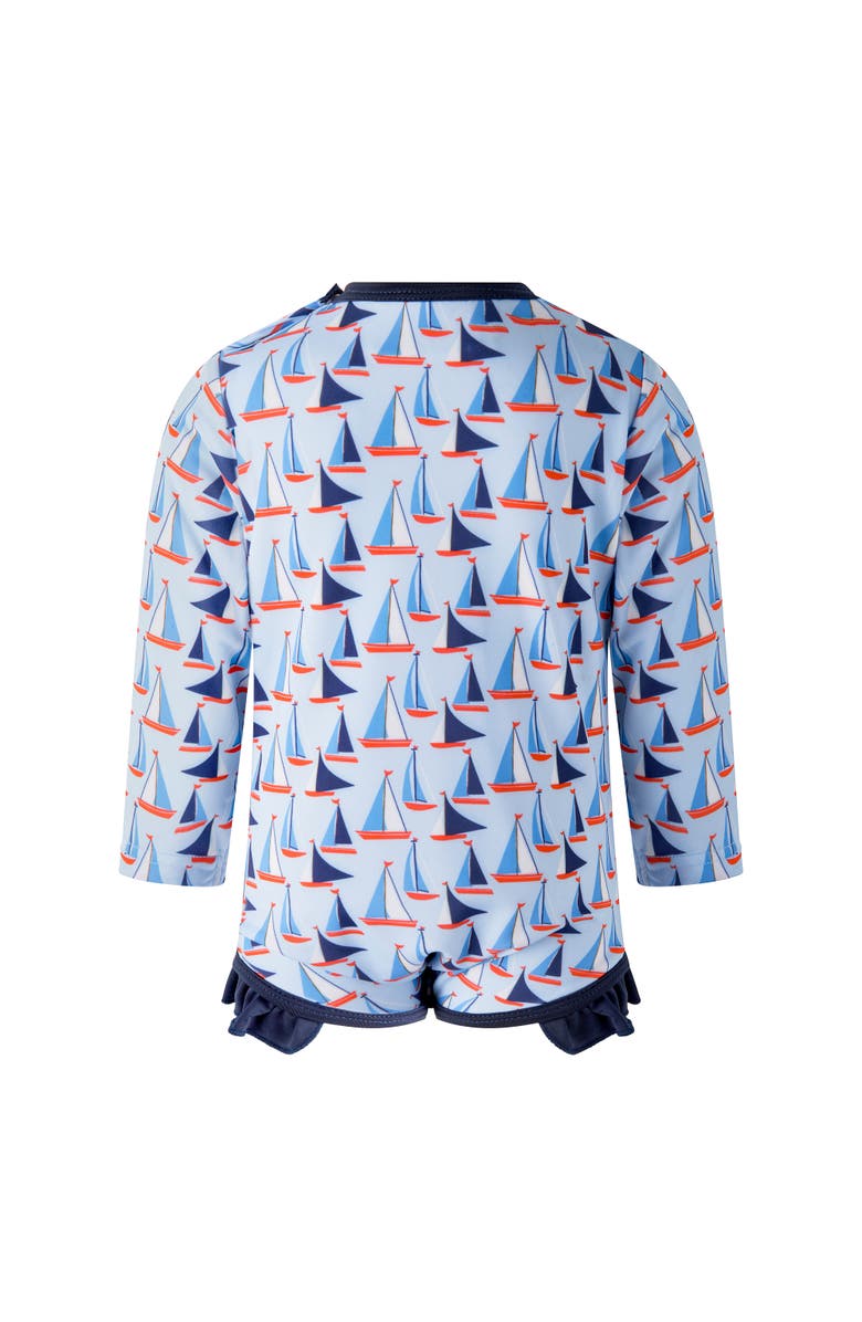 Rachel Riley Sailboat Frill Rashguard, Alternate, color, Blue