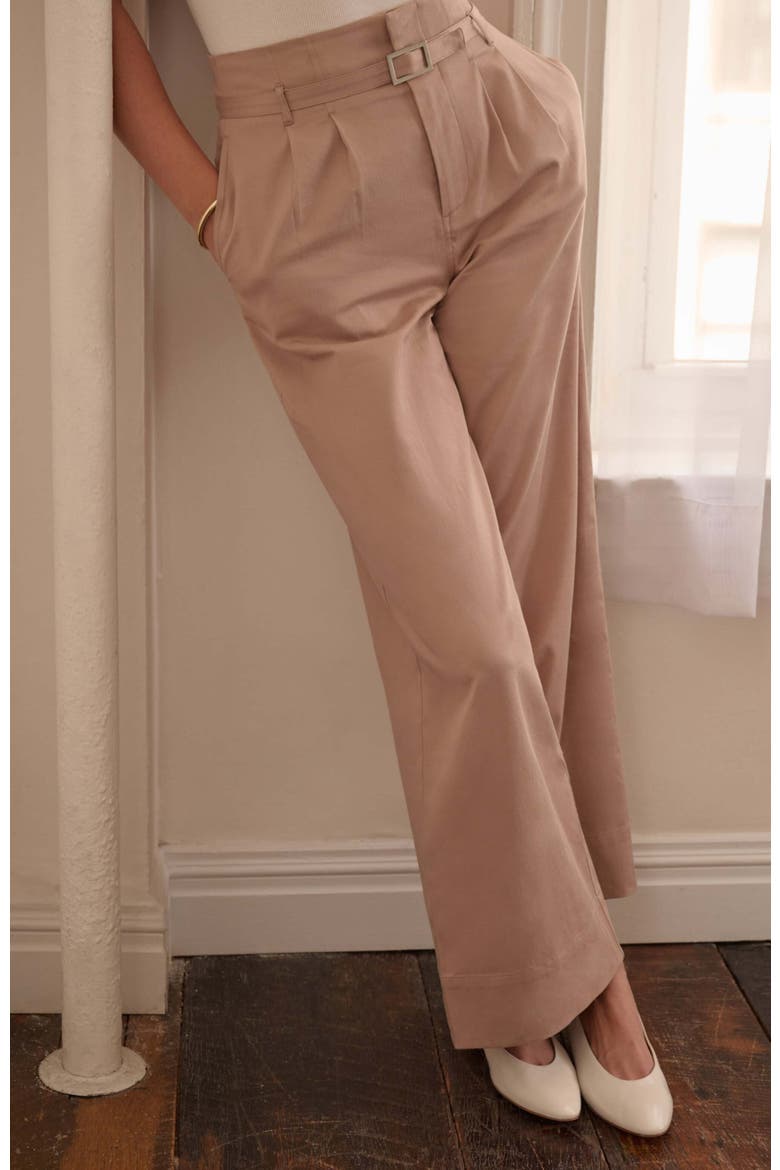 Lyocell Paperbag Trouser, Alternate, color, WARM TAUPE