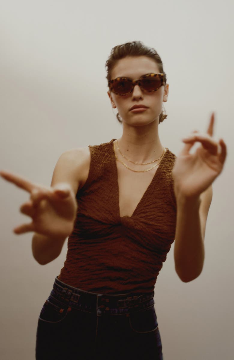 Madewell Popcorn Knit Twist Front Sleeveless Crop Top, Alternate, color,