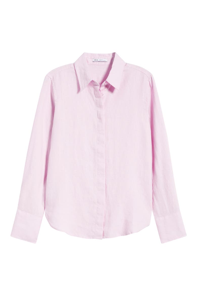 Samara Linen Button-Up Shirt, Alternate, color, PINK