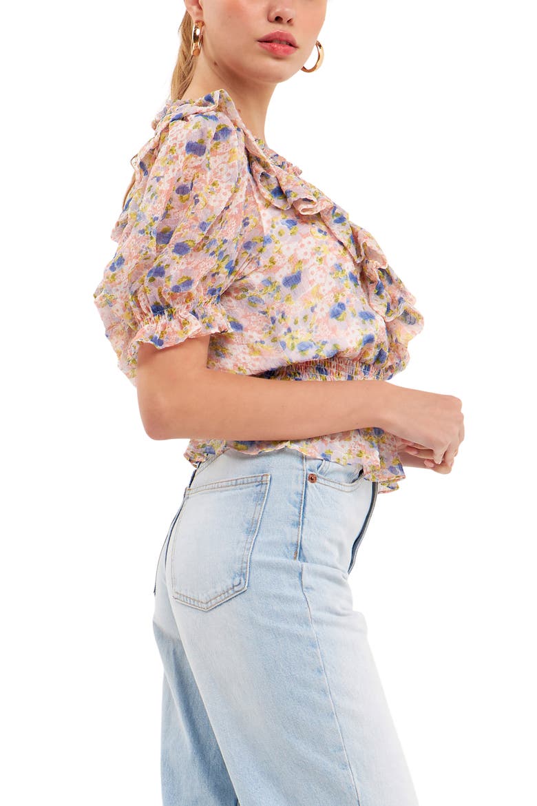 Smocked Ruffle Floral Blouse, Alternate, color, PINK MULTI
