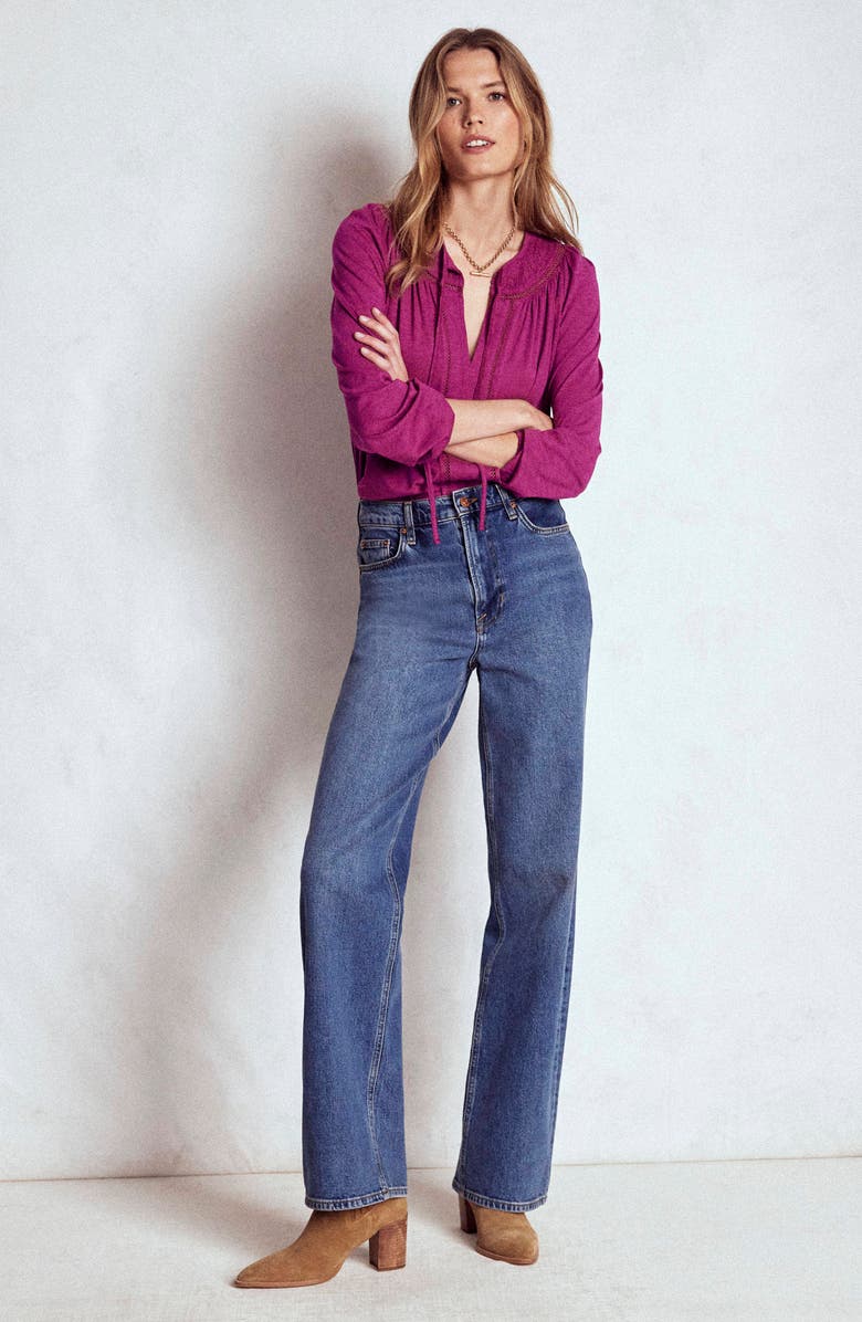 Boden Georgia Smocked Jersey Top, Alternate, color, Rich Magenta