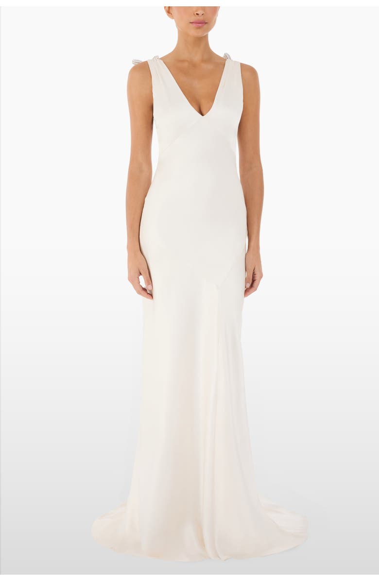 Jenny Packham Collette Beaded Bow-Detail Maxi Dress, Alternate, color, Ivory