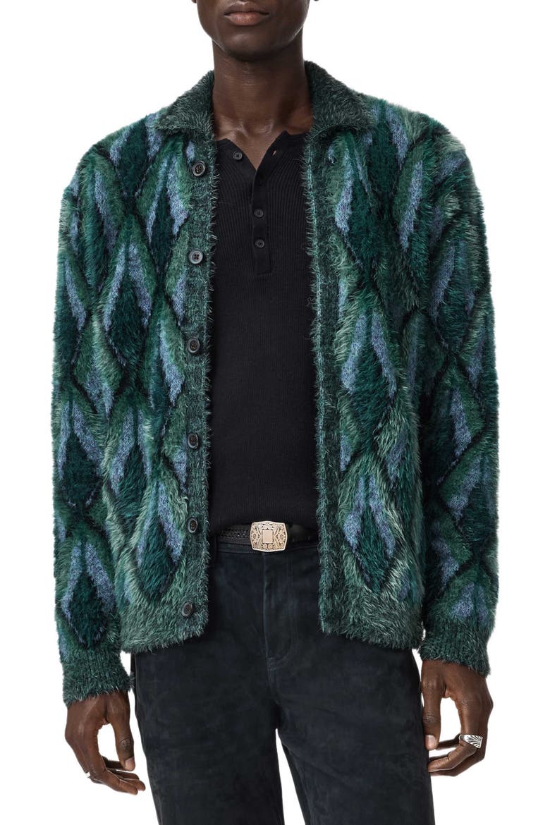 Fardella Abstract Fuzzy Cardigan, Alternate, color, PEACOCK BLUE