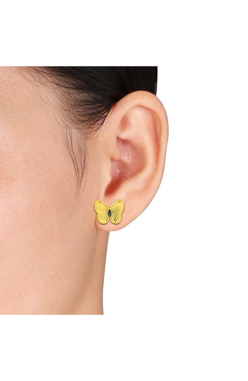 Delmar Marquise Cut Created Alexandrite Butterfly Stud Earrings In Purple/gold