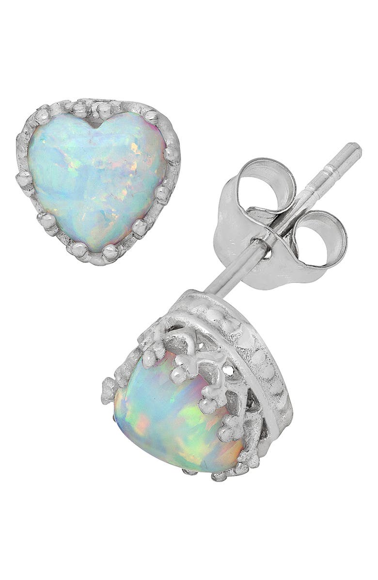 FZN Sterling Silver Gemstone Heart Stud Earrings, Main, color, 